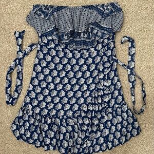 Ocean Drive Blue Floral Off-Shoulder Dress Size Small